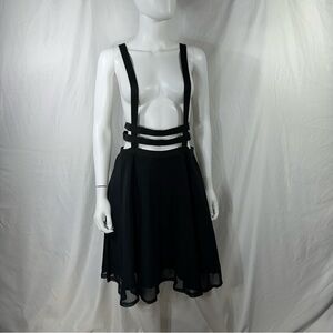 Hot Topic Black Cage & Mesh Suspender Skirt